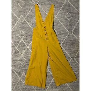 Sienna Sky Sleeveless Jumpsuit Medium S Womens Mustard Yellow Button Wide Leg